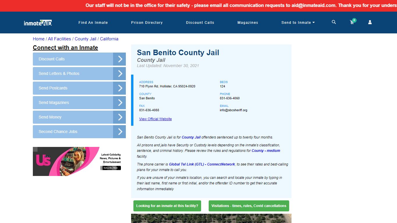 San Benito County Jail - Inmate Locator - Hollister, CA